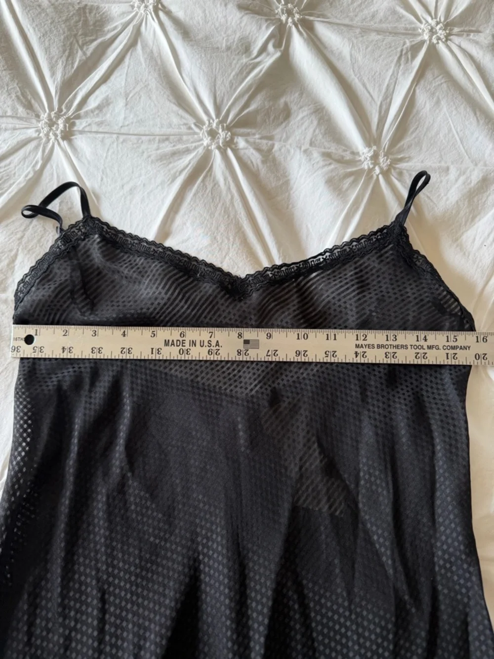 La Senza Black Sheer Mesh Slip Nightgown Lace Trim Size M Y2K - Picture 7 of 9